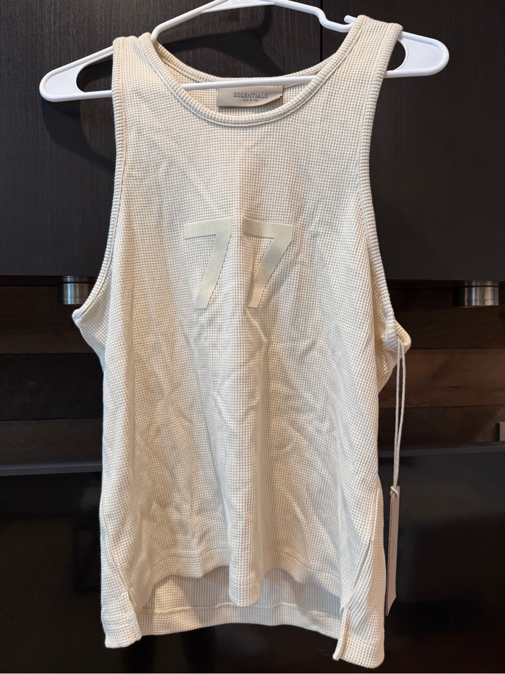 Essentials Cream Waffle-Knit Crewneck Tank